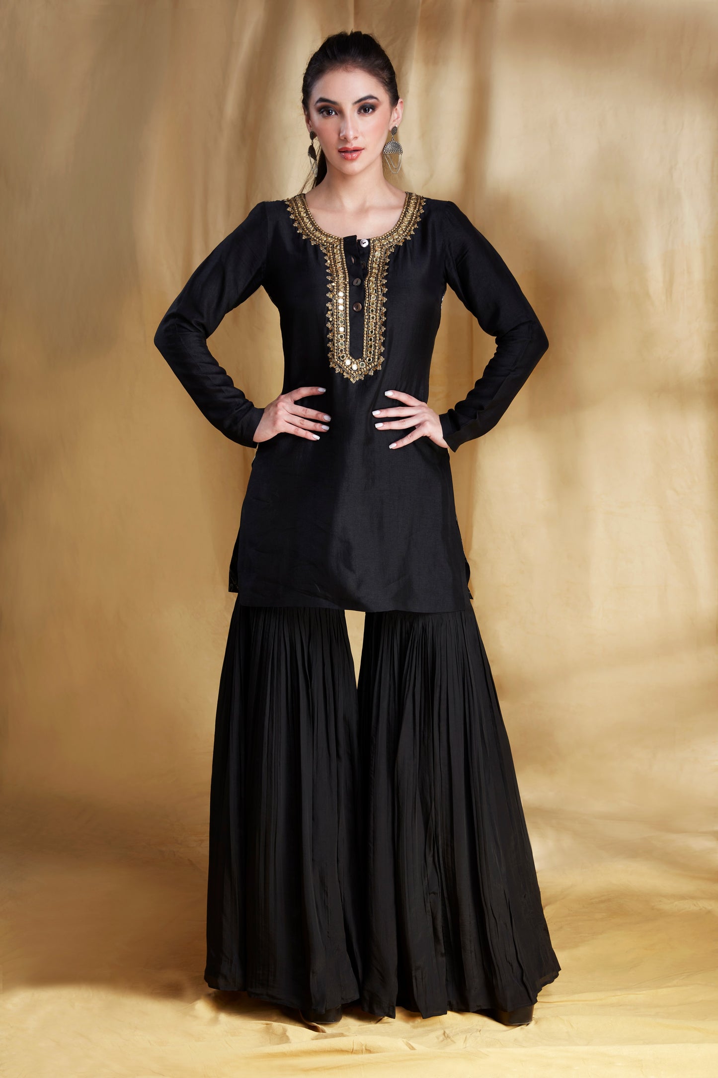 Black and Ivory embroidered Tunic