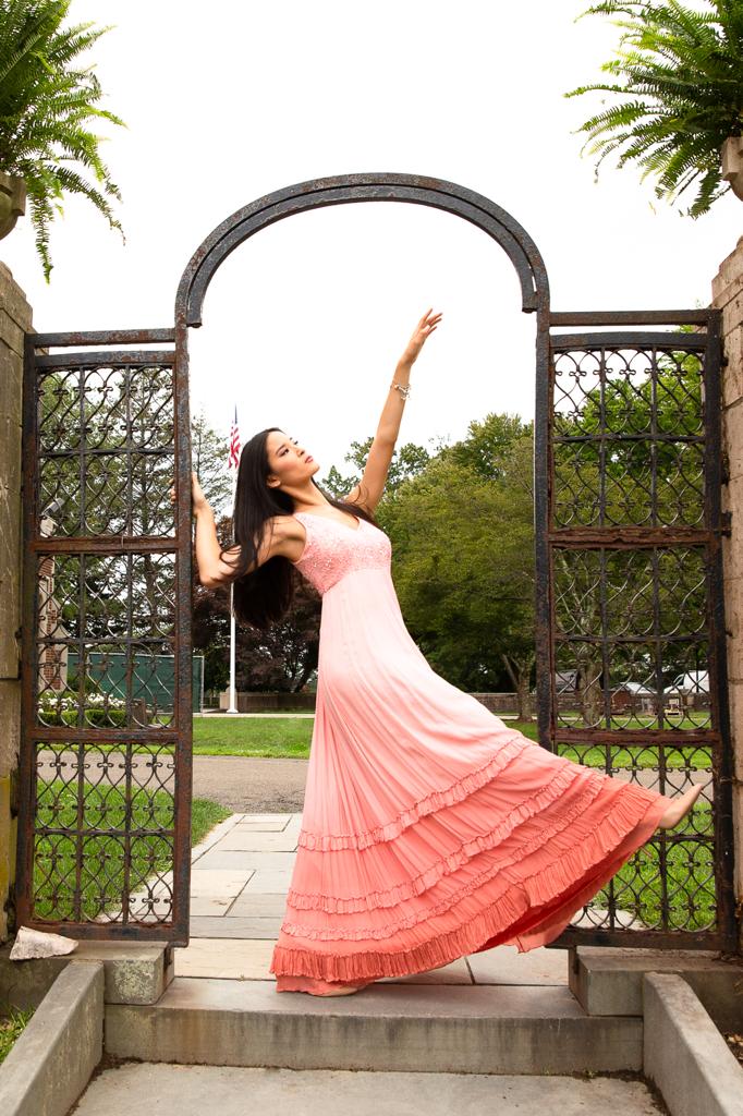 Blush and Dusty Pink, shaded, tiered Maxi dress with embroidered bodice